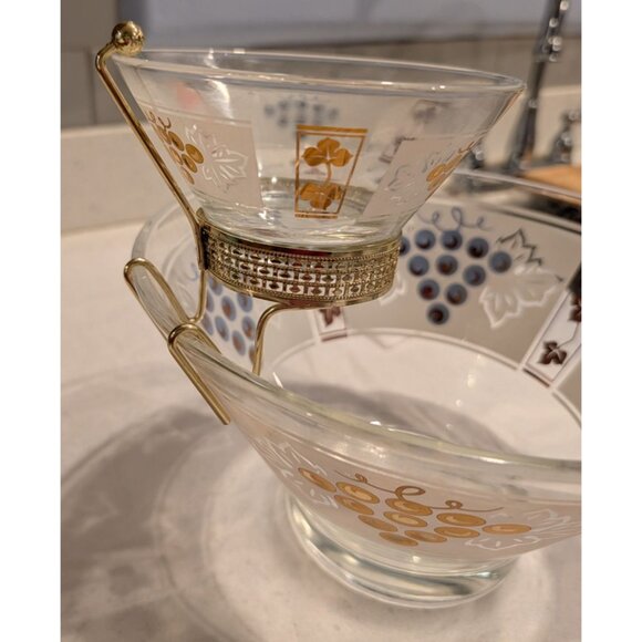 Anchor Hocking Vintage Chip & Dip Bowl Set Grapevine Design salsa 1970s - Picture 13 of 16